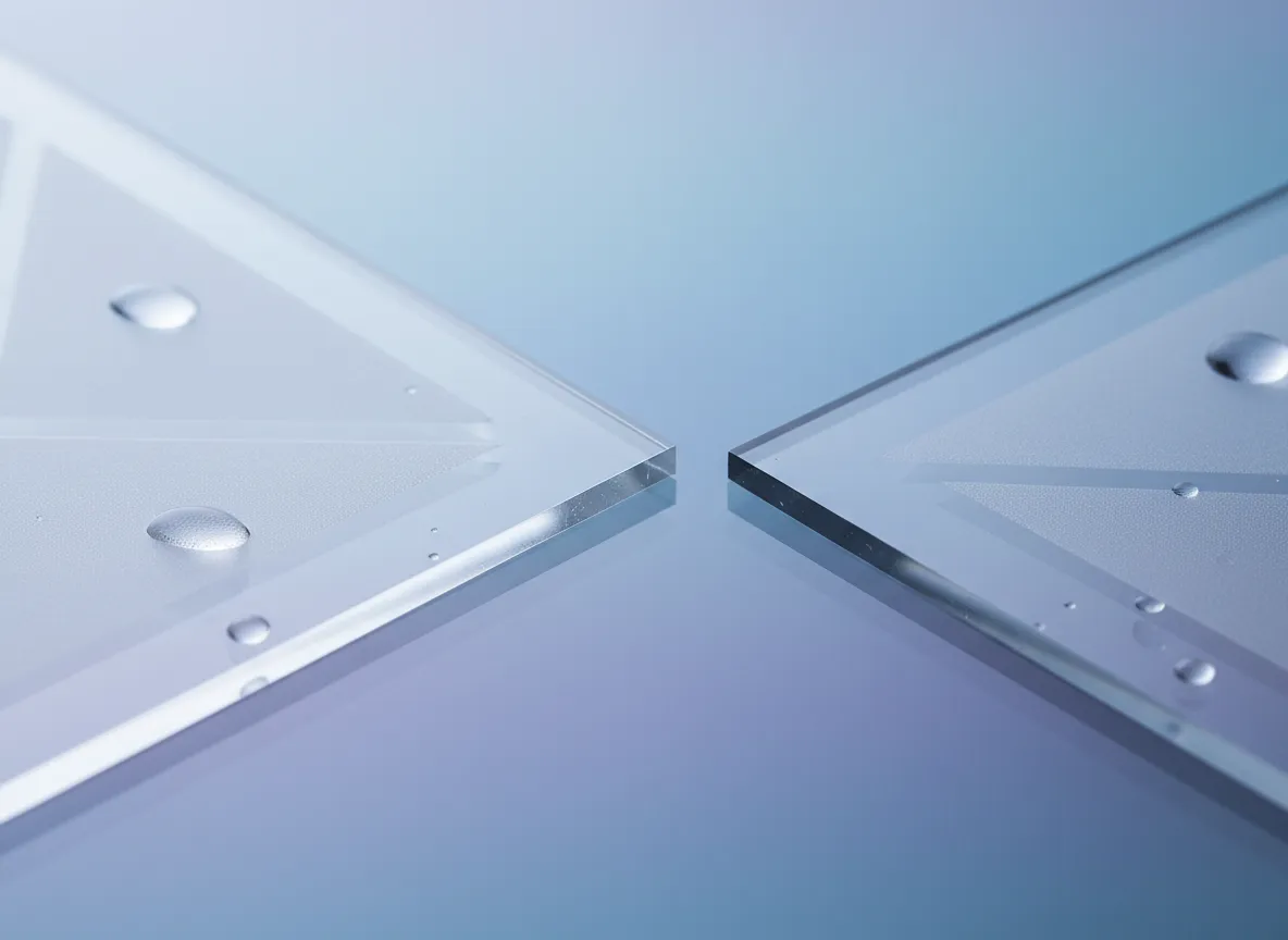 एक लेजर-कट ऐक्रेलिक टुकड़े के साफ किनारों और तेज कोनों पर ध्यान केंद्रित करने वाला एक क्लोज-अप, विस्तृत रेंडरिंग।