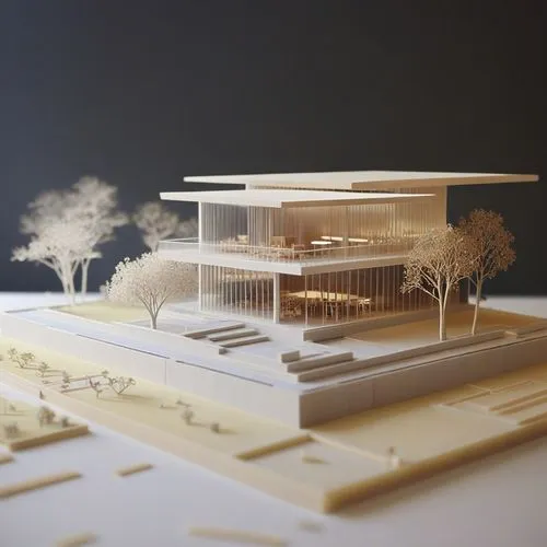 a model of a house surrounded by trees and buildings,snohetta,unbuilt,archidaily,renderings,mipim,associati,3d rendering,lasdun,moneo,school design,model house,arkitekter,bjarke,revit,passivhaus,redev