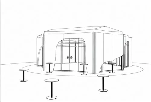 the outline shows a small building with several tables in it,pop up gazebo,bandstands,gazebos,pergola,gazebo,bus shelters,pergolas,stage design,bandstand,forecourts,frame drawing,chain carousel,carpor