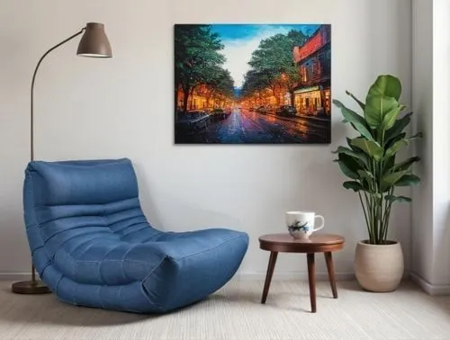 china tea mug,a blue chair a table and some plants,interior decor,photorealist,modern decor,oil painting on canvas,paintings,partiture,art painting,herengracht,interior decoration,the living room of a