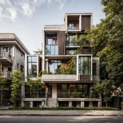 modern architecture,cubic house,residential,eco-construction,wooden facade,modern house,timber house,kirrarchitecture,mixed-use,apartment building,residential house,apartment block,townhouses,glass fa