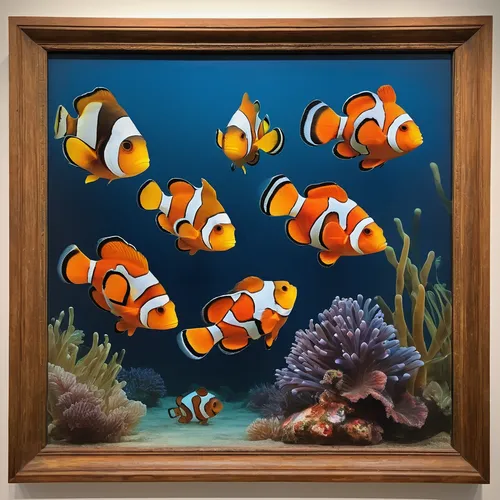 Imagine a peaceful scene with a group of clown fish playing.,ornamental fish,aquarium decor,amphiprion,coral reef fish,clownfish,discus fish,anemone fish,clown fish,nemo,fish pictures,school of fish,a