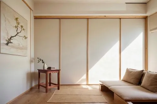 japanese-style room,bamboo curtain,ryokan,sliding door,room divider,hallway space,tatami,one-room,bamboo frame,daylighting,junshan yinzhen,modern room,japanese architecture,archidaily,window blind,woo