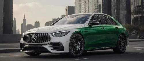 Modern, Super Maybach Sports Car Diamond White green positive side 8K Ultra HD, Luxury Metropolis background






,the white and green mercedes is driving down the road,sustainable car,gull wing door