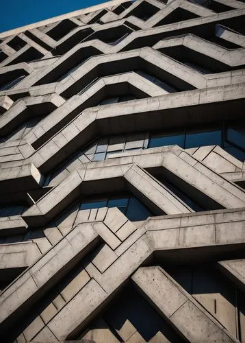 Concrete, architectural blocks, stacked, geometric shape, industrial texture, urban atmosphere, cityscape, modern buildings, brutalist style, rough surface, detailed cracks, weathered effect, afternoo