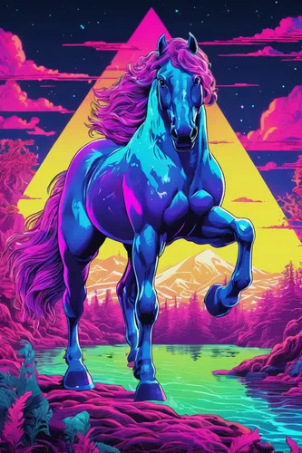Compose a short story about a brave Iceland horse exploring the mystical depths of an ancient forest.,unicorn background,unicorn art,colorful horse,unicorn,painted horse,horse-heal,80's design,centaur