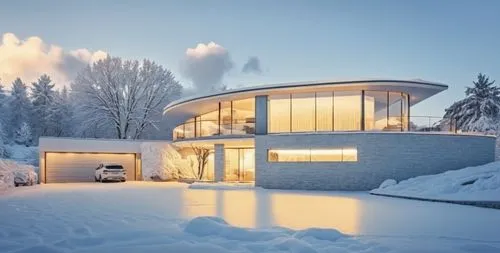 a very snowy setting and background in winter ,a large modern house sits in the snow,winter house,snow roof,snow house,snowhotel,modern house,beautiful home,dreamhouse,snowed in,huset,cubic house,mode