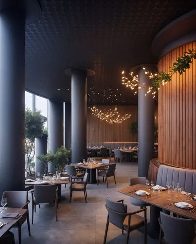 Interior Design， Restaurant,an interior s of the restaurant showing tables and chairs,blythswood,fine dining restaurant,baoli,arzak,andaz,restaurante,Photography,General,Realistic