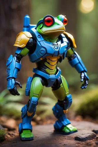 frog dog inu immaculate full body cyberpunk style robot with virtual reality glasses, going to the moon,a toy robot with its arms extended and hands in the air,frog figure,running frog,frogman,toy pho