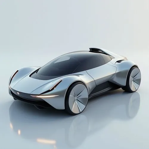 A high-tech, modular concept car designed for the future of shared transportation. The car has a simple, geometric form with detachable sections that allow it to transform based on the needs of the pa