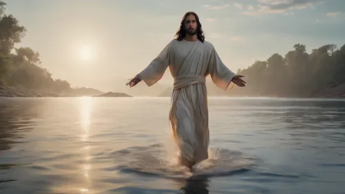 Jesus walking on water,jesus figure,benediction of god the father,jesus christ and the cross,son of god,baptism of christ,new testament,resurrection,merciful father,psalm sunday,divine healing energy,