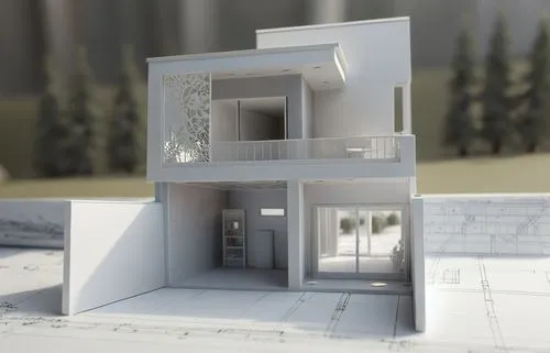 the model is cut into sections with the house in each,model house,3d rendering,miniature house,cubic house,revit,sketchup,3d render,3d mockup,3d model,passivhaus,render,3d rendered,frame house,apartme
