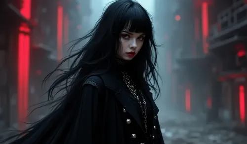 speaks.sways
realistic graphics style with soft lighting,vampire lady,goth woman,vampire woman,geisha girl,dark art,world digital painting