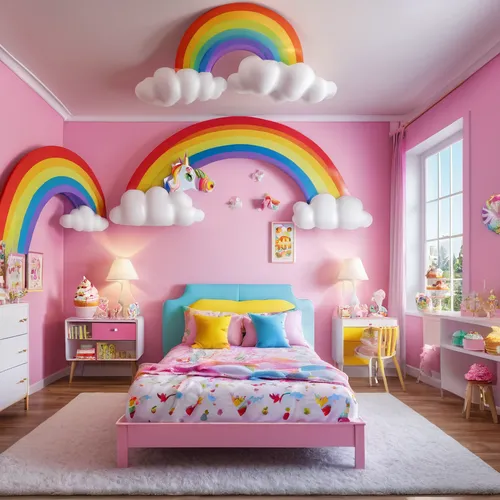 unicorns, cupcakes, candy, clouds and rainbow interior designed kids room,the little girl's room,kids room,children's bedroom,baby room,nursery decoration,children's room,boy's room picture,great room