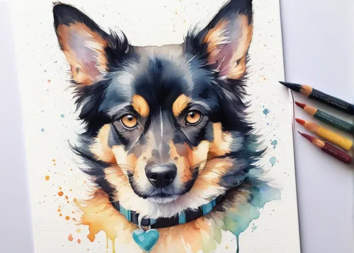 Pet Watercolour from Photo Pet Memorial Personalised Dog Portrait Custom Pet Portrait Personalized Cat or Dog Drawing,watercolor dog,welsh cardigan corgi,sheltie,cardigan welsh corgi,german shepherd,c