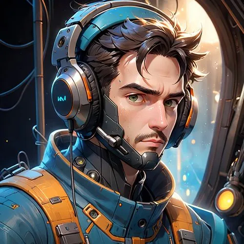 The man with the headphones.,aquanaut,astronaut,astronomer,cosmonaut,sci fiction illustration,spacesuit,pilot,engineer,space-suit,spaceman,space suit,cg artwork,game illustration,astronautics,robot in