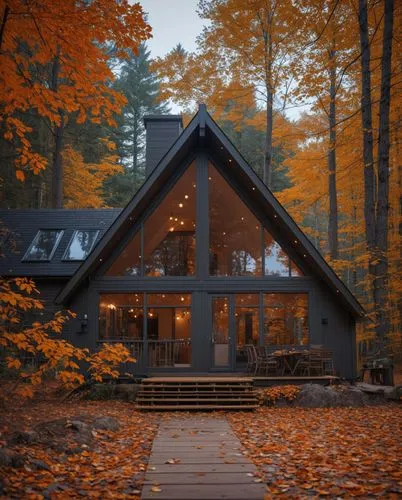 Cabin in the forest, autumn landscape ,the cabin is situated on a small path through a forest,the cabin in the mountains,house in the forest,forest house,house in the mountains,house in mountains,beau