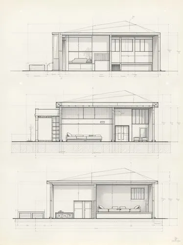 Steps for drawing an architectural section of a futuristic house: Outline the structure: Start with the exterior walls and roof. Use straight lines to define the slope of the roof and eaves. Draw the 