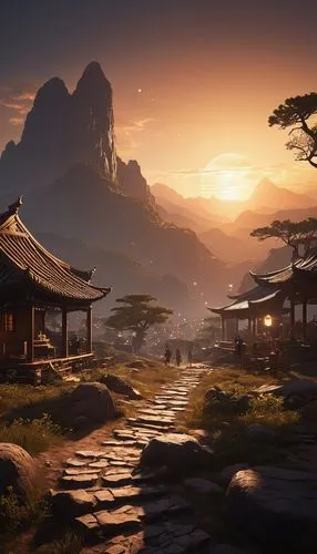 Game Scene Design, wild Angle View,lijiang,japan landscape,fantasy landscape,landscape background,yunnan,mountain landscape,mountain scene,mountain sunrise,south korea,longmei,mountainous landscape,wo