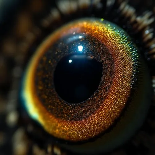 close-up of a beautiful swallowtail butterfly eye part(dynamic action, beautiful, delicate compound eye,cosmic-colored\). very carefully described. very high resolution photo. Great focus. the most be