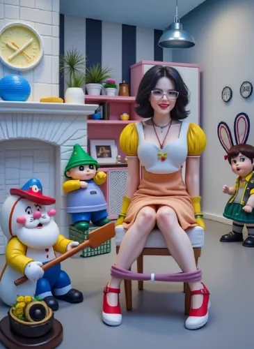HUSBAND AT HOME,doll kitchen,barber beauty shop,kids room,toy store,hairdressing salon,vintage toys,retro cartoon people,designer dolls,the little girl's room,store window,doll figures,plug-in figures