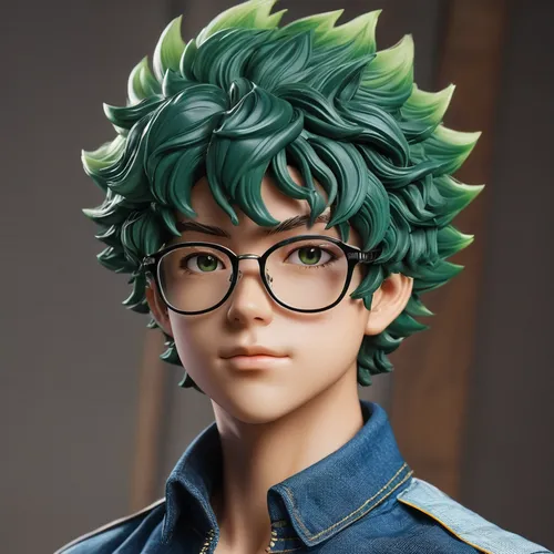 For a distinctive look for Izuku Midoriya, I chose a light green blouse that reflects his bright and beloved character. The denim pants in a dark blue color can have unique details such as extra pocke