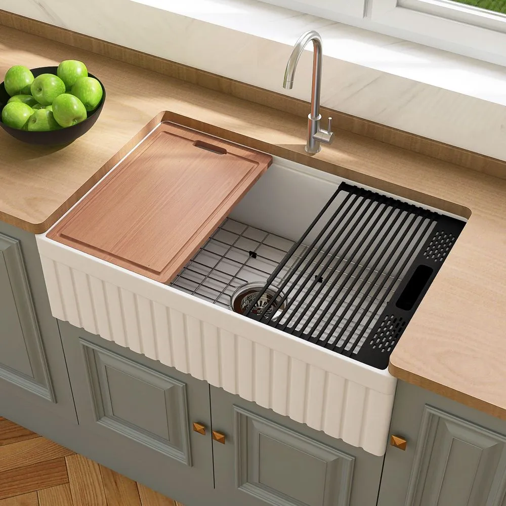 30-Inch Reversible Fireclay Farmhouse Sink