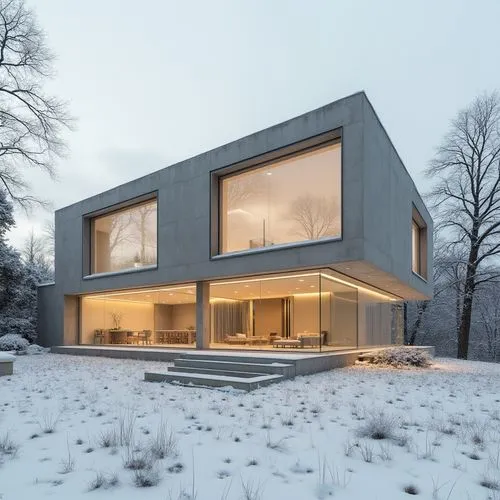 ,there is a house surrounded by snow and trees,winter house,cubic house,snow house,cube house,modern house,snow roof,snowhotel,modern architecture,architektur,snohetta,forest house,passivhaus,mirror