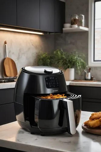 Loose, smudged, dark, abstract painting style of an airfryer in a modern kitchen,breville,coffee maker,coffeemaker,coffeemakers,delonghi,coffee percolator,paykel,coffee pot,smarttoaster,kitchen applia