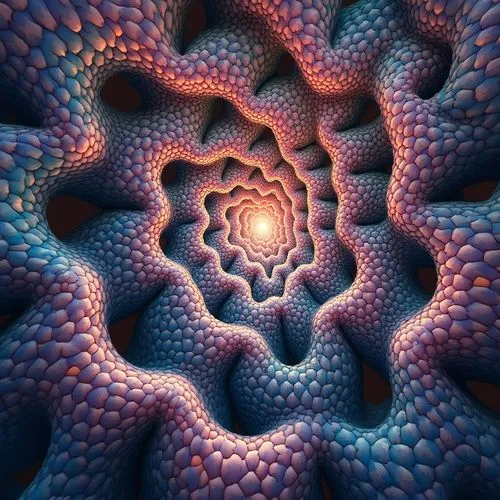 Multidimensional fractal maze of physical concepts in colored patterns,a fram like design with many colors,fractals art,fractals,colorful spiral,fractal environment,fibonacci spiral,light fractal,cora