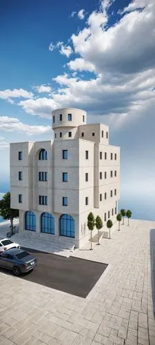 An ultra-realistic, photorealistic architectural visualization of the exact multi-story residential-commercial building shown in image_0.png. The scene is rendered in crisp, high-definition (8k resolu
