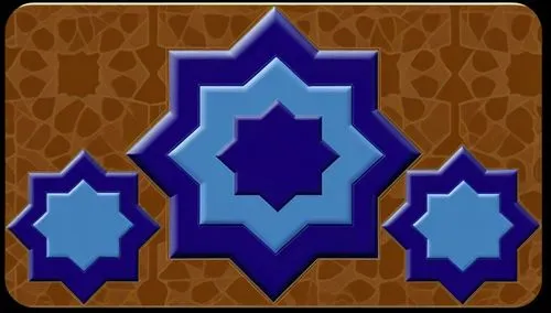 a computer generated image with some blue and brown geometric shapes,motifs of blue stars,menorah,star card,growth icon,blue star,tile,terracotta tiles,circular star shield,diamond border,store icon,l