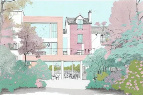The small square in the forest, surrounded by trees  The rest platform by the river  Naturally undulating grassland ,canonbury,holburne,highgrove,oxshott,barnsbury,babington