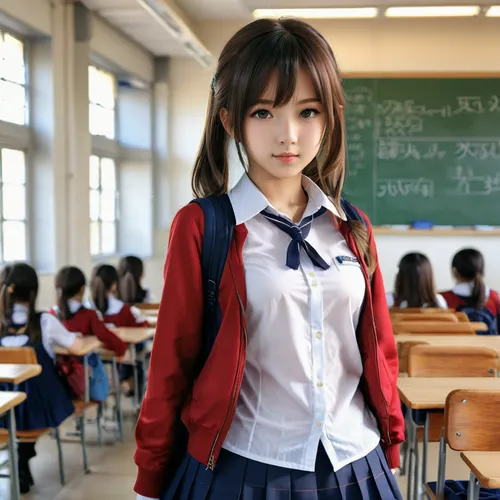 anime girl in school clothe at school,school uniform,schoolgirl,azusa nakano k-on,school skirt,anime japanese clothing,primary school student,school clothes,haruhi suzumiya sos brigade,student,teacher