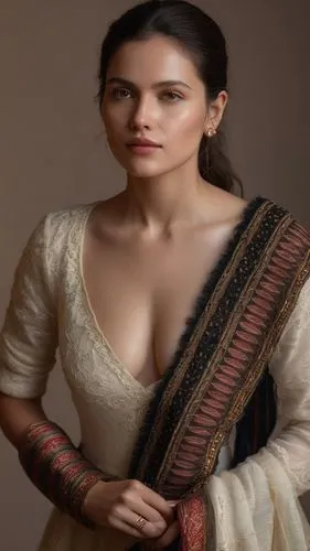 Woman,woman wearing a sari in front of a brown wall,dupatta,indian woman,sabyasachi,sagarika,amrita,ragini