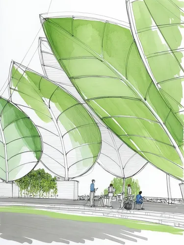 architectural drawing of large leafy structures in green,sun salutation,yoga day,yogic,yoga mat,yoga mats,half lotus tree pose