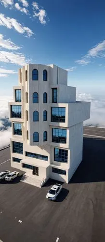 An ultra-realistic, photorealistic architectural visualization of the exact multi-story residential-commercial building shown in image_0.png. The scene is rendered in crisp, high-definition (8k resolu