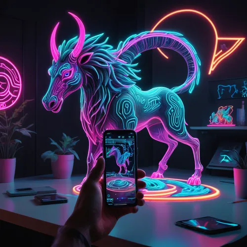 Mythical neon augmented reality,unicorn art,unicorn background,neon coffee,electric donkey,neon cocktails,neon drinks,neon body painting,unicorn,neon light drinks,glowing antlers,neon candies,neon lig