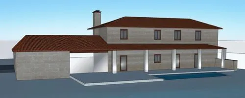 leds,a three story house sitting next to a swimming pool,sketchup,passivhaus,3d rendering,revit,model house,maisons,projet,immobilier,pool house,residential house,render,developpement,projets,house dr