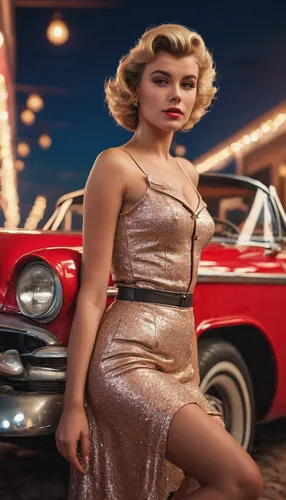 sandy , an 18-year-old sex character from grease, wearing a  sex outfit of her character,retro woman,retro women,opel record p1,dodge la femme,opel record,retro pin up girl,retro girl,opel record coup