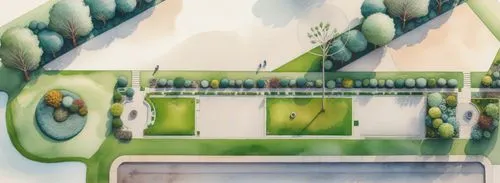 an artistic drawing of some trees in a park,landscape plan,watercolor tea shop,rosenquist,watercolor cafe,quadriennale,camera illustration,microhabitats,inhabitation,ecotopia,facade painting,street pl