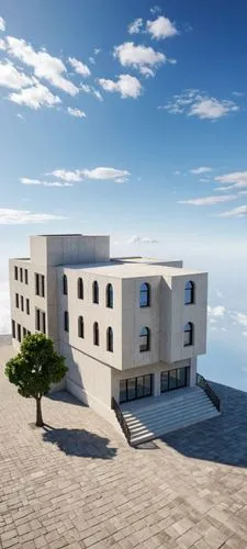 An ultra-realistic, photorealistic architectural visualization of the exact multi-story residential-commercial building shown in image_0.png. The scene is rendered in crisp, high-definition (8k resolu