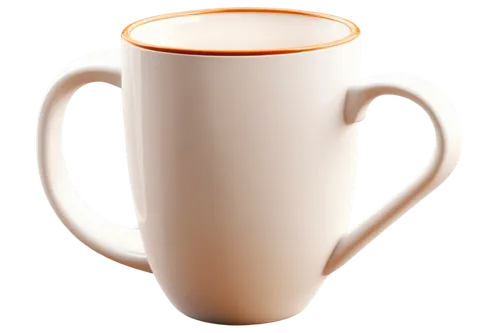 White ceramic coffee mug, handle on right side, curved body, brown liquid inside, steam rising, morning sunlight, warm color tone, shallow depth of field, soft focus, 3/4 composition, realistic textur