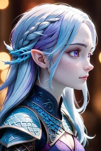 mystique, violet head elf, white walker, white elf, avatar, female warrior,violet head elf,male elf,elf,elsa,elven,dark elf,fantasy portrait,winterblueher,aurora,fae,eufiliya,ice queen,elves,show off 