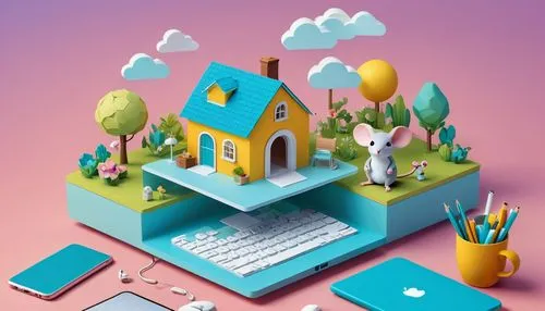 Bright and creative cover design for a social media group dedicated to 3D visualization services, highly realistic, done in the style of Gabrielle Vincent's illustrations.
Bright and creative cover de