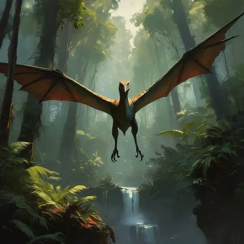 恐龍.河流.叢林.火山爆發.翼龍.巨大樹木,quetzalcoatlus,pteranodon,microraptor,forest dragon,eoraptor,charizard,pterosaurs,pterodactylus,burragorang,pterodactyl,wyvern,pterodactyls,flying fox,gigantoraptor,pteropus,pell