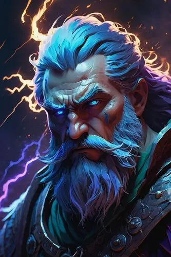  ,a bearded man with blue eyes and a beard,patriarch,god of thunder,fantasy portrait,the wizard,angry man,thunderer,viking,strategist,thornier,monsoon banner,old man,father frost,sorcerer,digital pain