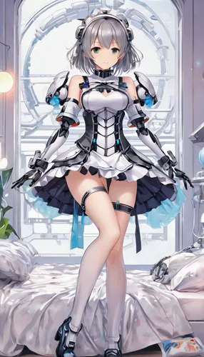 Very detailed, Advanced Details, high quality, 最high quality, High resolution, 1080P, HD, 4K,  beautiful,(Machine),beautiful cyborg mixed maid female, Mecha Cyborg Girl,Mecha Body Girl,She is wearing 