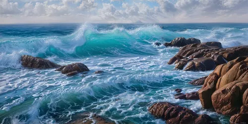 the ocean with foamy crashing on rocks, and blue water,rocky coast,seascape,ocean waves,sea water splash,seascapes,crashing waves,sea storm,sea landscape,stormy sea,coastal landscape,tidal wave,water 