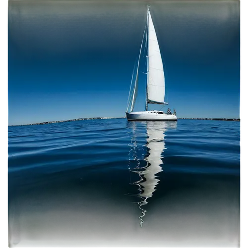Sailboat, luxurious yacht, white sail, shiny hull, reflection on water, ripples on sea surface, sunny day, blue sky, few seagulls flying overhead, 3/4 composition, low-angle shot, dramatic lighting, r